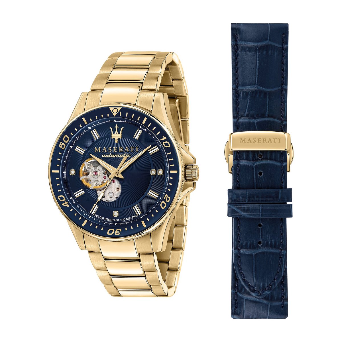 Maserati Heren horloges analoge automatische One Size Goud / Blauw 32016062