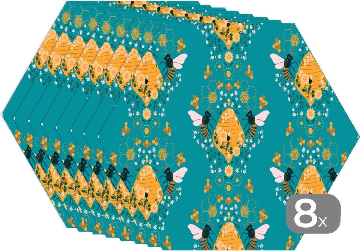 Placemats hexagon Onderleggers placemats Placemat zeshoek Bij