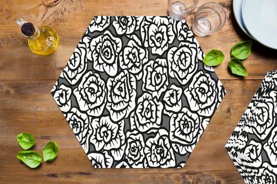 Napperons de table hexagon - Sets de table Sets de table - Set de table hexagone - Meiden - Roses - Motifs - 10 pièces