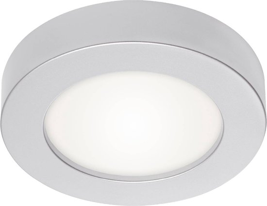 PRIOS - LED plafondlamp - 1licht - Polycarbonaat, aluminium - H: 3.5 cm - zilver, wit - Inclusief lichtbron
