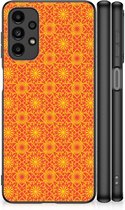 Smartphone Hoesje Geschikt voor Samsung Galaxy A13 4G Cover Case met Zwarte rand Batik Orange