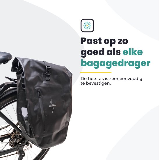 Voltano Luxe Fietstas 28L - Enkele Pakaftas - Zwart - 100% Waterdicht van Voltano — afbeelding 5