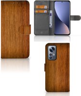 Telefoonhoesje Xiaomi 12 Pro Wallet Book Case Donker Hout