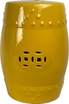 Fine Asianliving Keramische Kruk Amber Geel Porselein Handgemaakt D33xH46cm Keramiek Bijzettafel Porselein Stoel Tuinkruk