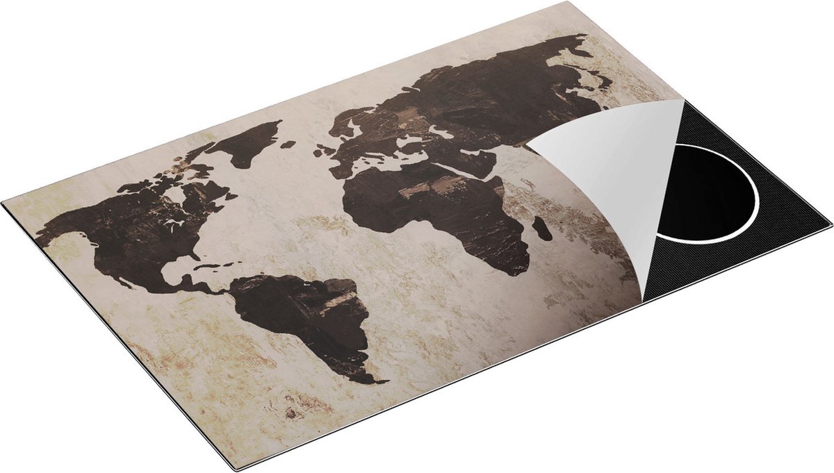 Chefcare Inductie Beschermer Oude Wereldkaart - 83x51,5 cm - Afdekplaat Inductie - Kookplaat Beschermer - Inductie Mat