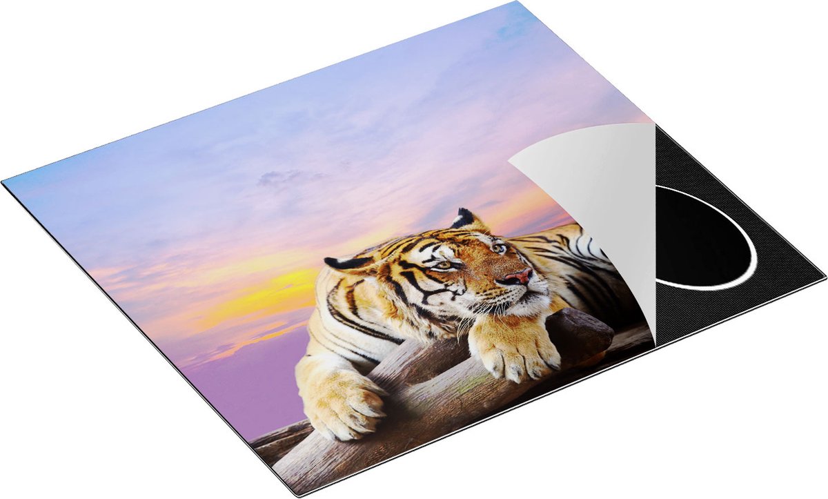 Chefcare Inductie Beschermer Tijger tijdens Zonsondergang - 59x51 cm - Afdekplaat Inductie - Kookplaat Beschermer - Inductie Mat