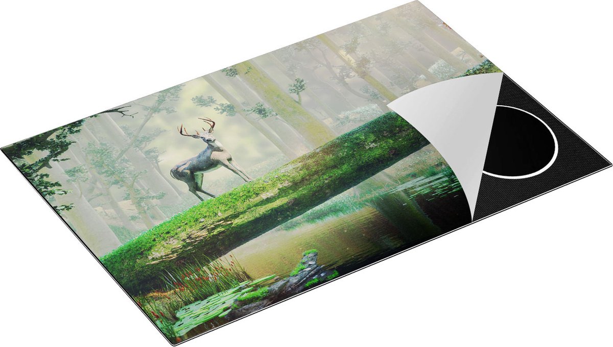 Chefcare Inductie Beschermer Hert in het Bos op een Boom - 80x50 cm - Afdekplaat Inductie - Kookplaat Beschermer - Inductie Mat