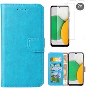 BixB Samsung Galaxy A03 Core Boekhoesje Turquoise met 2 screenprotector  – Samsung A03 Core Portemonnee hoesje – Samsung A03 Bookcase – Boekhoesje Samsung A03 Core