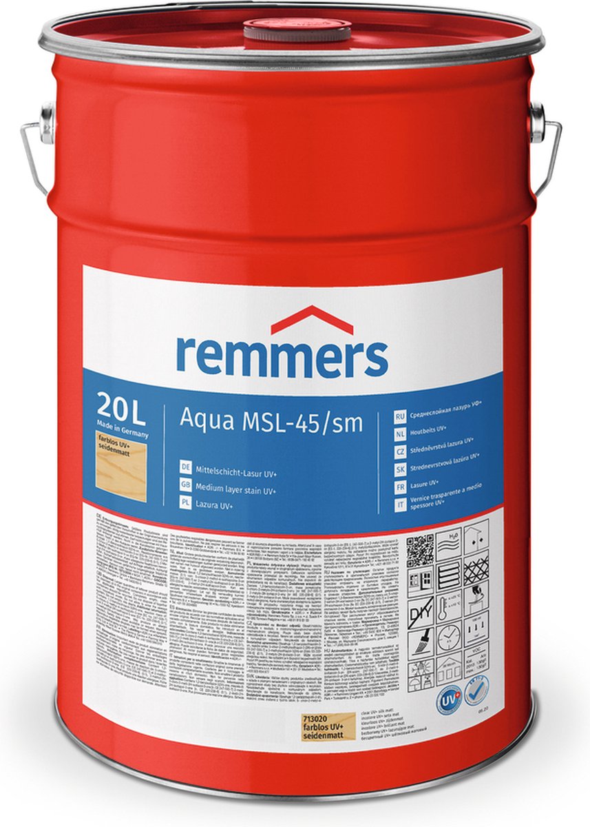 Remmers Aqua MSL-45/sm-Houtbeits UV+ Kleurloos 2,5 liter Kleurloos