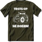 T-Shirt Knaller T-Shirt|Trots op de boerin / Boerenprotest / Steun de boer|Heren / Dames Kleding shirt Trekker / Tractor|Kleur Groen|Maat S