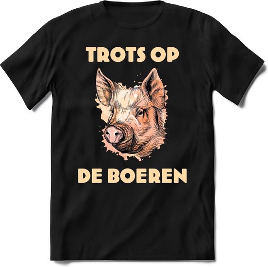 T-Shirt Knaller T-Shirt|Trots op de boeren / Boerenprotest / Steun de boer|Heren / Dames Kleding shirt Varken|Kleur zwart|Maat L