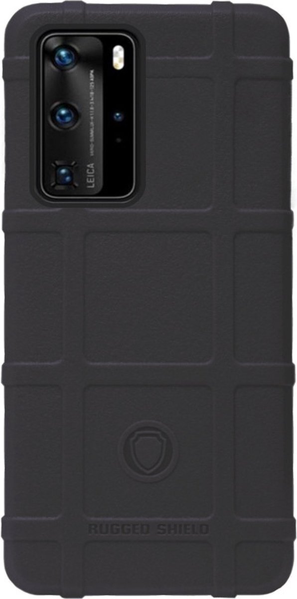 RUGGED SHIELD Rubber Bumper Case Hoesje Geschikt voor Huawei P40 Pro - Zwart