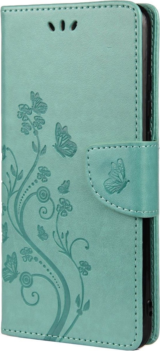 Mobigear Telefoonhoesje geschikt voor Samsung Galaxy A53 Hoesje | Mobigear Flowers Bookcase Portemonnee | Pasjeshouder voor 2 Pasjes | Telefoonhoesje voor Pinpas / OV Kaart / Rijbewijs - Turquoise