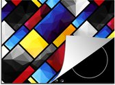 KitchenYeah® Inductie beschermer 75x52 cm - Mondriaan - Regenboog - Kunst - Patronen - Kookplaataccessoires - Afdekplaat voor kookplaat - Inductiebeschermer - Inductiemat - Inductieplaat mat