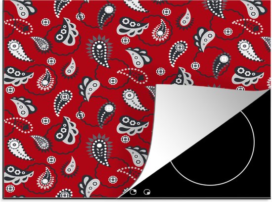 Foto: Kitchenyeah inductie beschermer 65x52 cm bandana flora retro design kookplaataccessoires afdekplaat voor kookplaat inductiebeschermer inductiemat inductieplaat mat