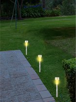 Set van 10x stuks solar tuinlampen/prikspots cilinder op zonne-energie 24 cm - Prikspots tuinverlichting