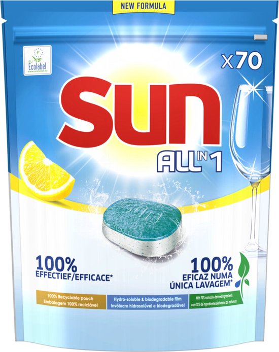 Sun - Tout en 1 Tablettes lave-vaisselle - Lemon 3 x 70 tabs (210) | bol