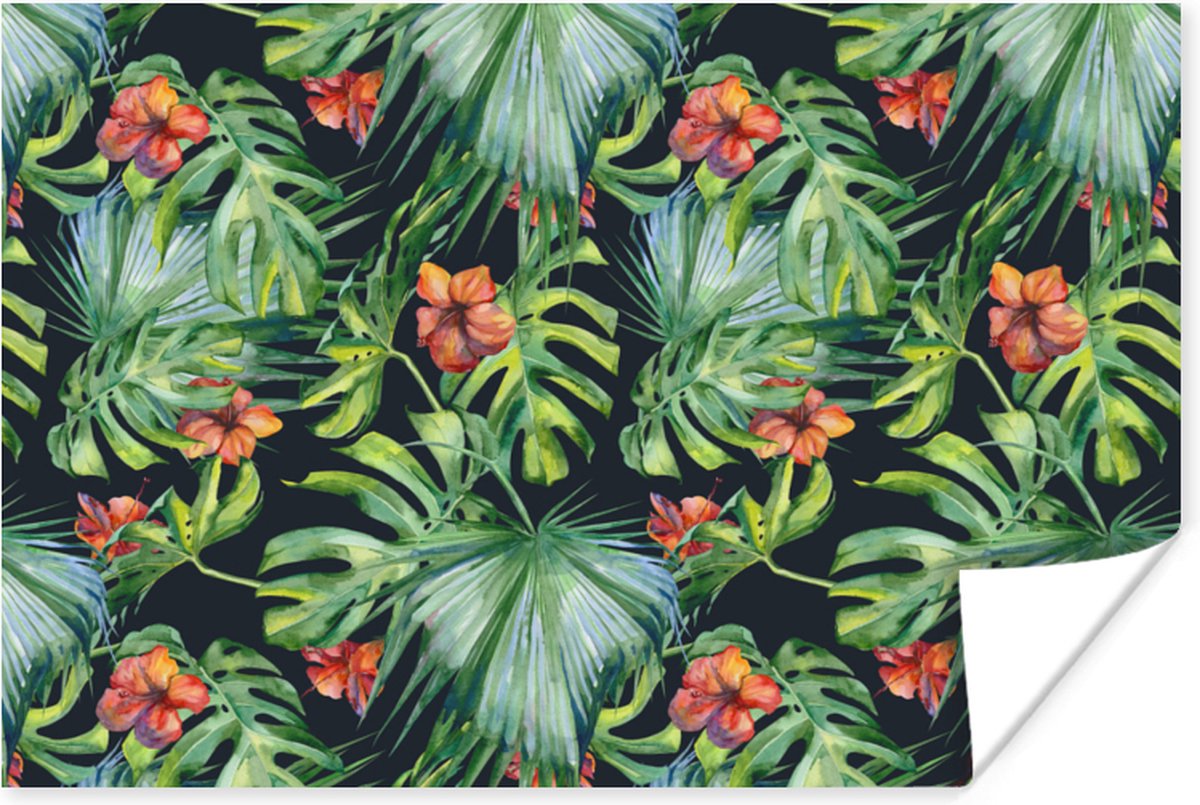 Poster Monstera - Jungle - Bladeren - 90x60 cm