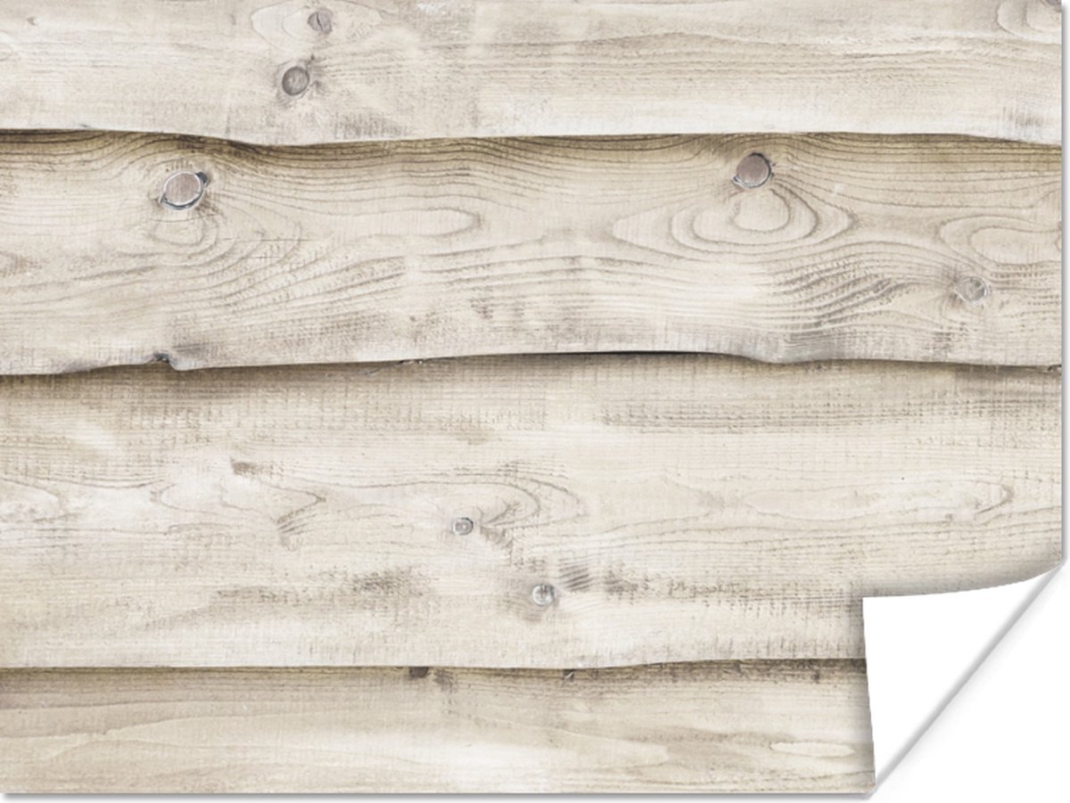 Poster Wit - Planken - Hout - Berk - 120x90 cm