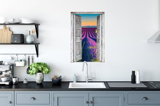 Affiche Lavande - Été - Vue à travers - Fleurs - 60x90 cm