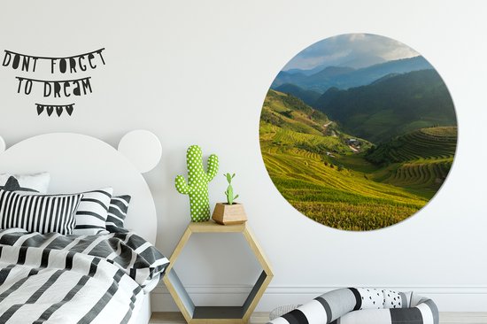 WallCircle - Cercle mural ⌀ 120 - Indonésie - Riz - Nuage - Tableaux ronds salon - Plaque murale ronde - Cercle de Décoration murale - Décoration de chambre à l'intérieur - Cercle Décoration murale - Accessoires de maison XXL