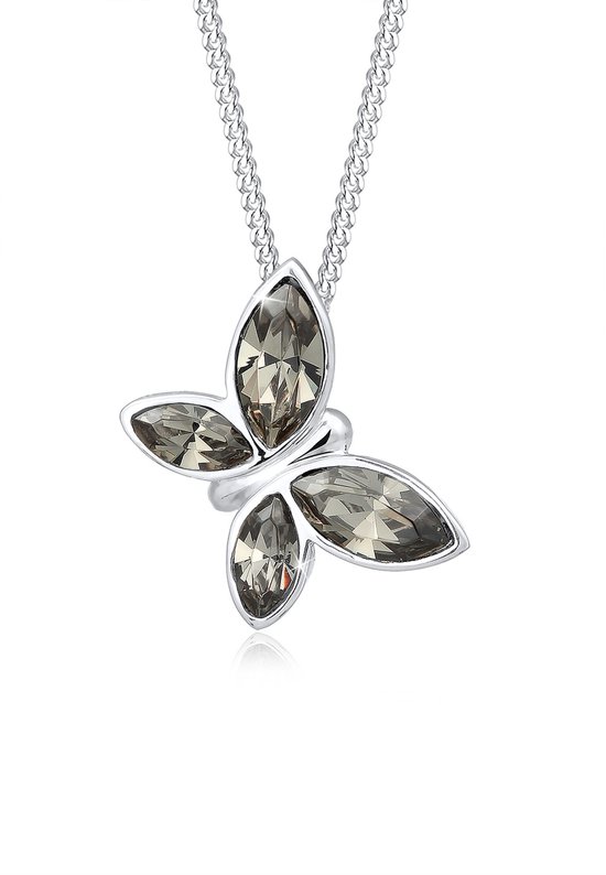 Elli PREMIUM Dames Halsketting dames met hanger vlinder kristallen in 925 sterling zilver 45 cm lang