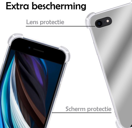 iPhone SE 2022 Hoesje Spiegel Shock Met Screenprotector iPhone SE