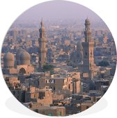 WallCircle - Wandcirkel ⌀ 30 - Mistige lucht boven Caïro - Egypte - Ronde schilderijen woonkamer - Wandbord rond - Muurdecoratie cirkel - Kamer decoratie binnen - Wanddecoratie muurcirkel - Woonaccessoires