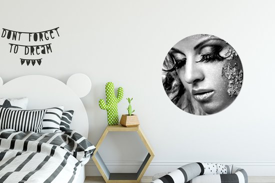 Wall Circle - Indoor Wall Circle - Femme - Or - Wimpers - noir et blanc - ⌀ 60 cm - Décoration murale - Peintures Ronds