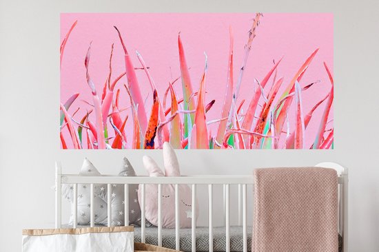 Muurstickers - Sticker Folie - Zomer - Planten - Pastel - 120x60 cm - Plakfolie - Muurstickers Kinderkamer - Zelfklevend Behang - Zelfklevend behangpapier - Stickerfolie