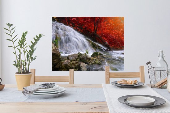 Stickers muraux - Film autocollant - Cascade - Rochers - Water - Automne - 80x60 cm - Film adhésif - Stickers muraux Chambre d'enfant - Papier peint autocollant