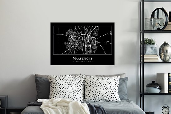 Muurstickers - Sticker Folie - Kaart - Plattegrond - Maastricht - Stadskaart - 90x60 cm - Plakfolie - Muurstickers Kinderkamer - Zelfklevend Behang - Zelfklevend behangpapier - Stickerfolie