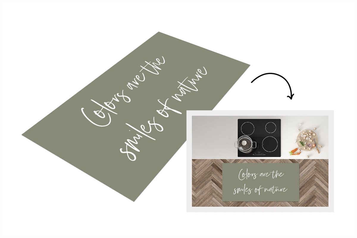 KitchenYeah Keukenloper - Loper keuken - Tekst - Quotes - Colors are the smiles of nature - Natuur - 120x60 cm - Keukenloper vinyl Multicolor