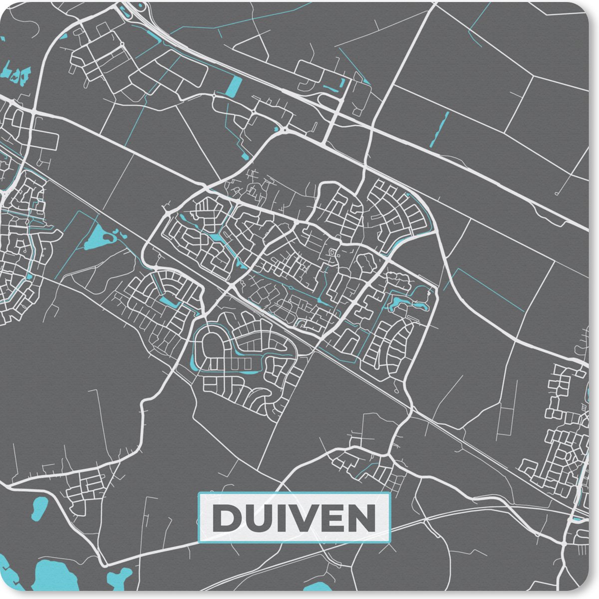 Muismat 20x20 cm - Mousepad Kaart - Duiven - Plattegrond - Stadskaart - Muismatten - Stadskaart