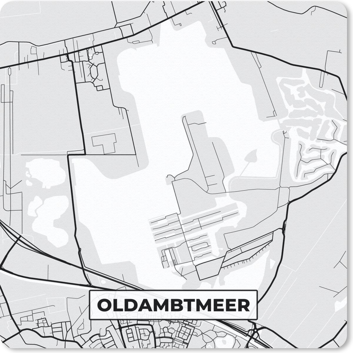 Muismat 30x30 cm - Mousepad Nederland - Plattegrond - Oldambtmeer - Stadskaart - Kaart - Muismatten - Stadskaart