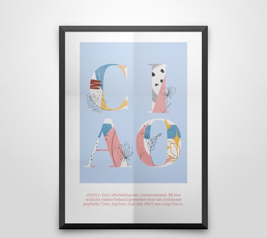 Artisan abstract & line art poster | Ciao poster blauw | wanddecoratie zacht blauw Poster 60x90cm