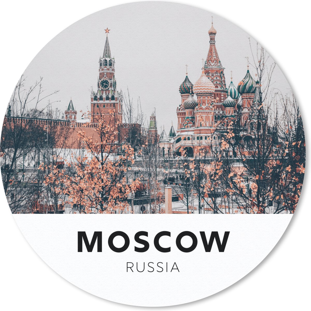 Muismat rond 30x30 cm - Mousepad Moskou - Rusland - Plein - Ronde muismatten
