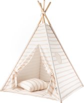 Tipi Tent / Speeltent Kinderkamer Beige Stripes Wigiwama - Speeltent voor Kinderen - Kindertent - Indianentent - Wigwam 100x100x120cm