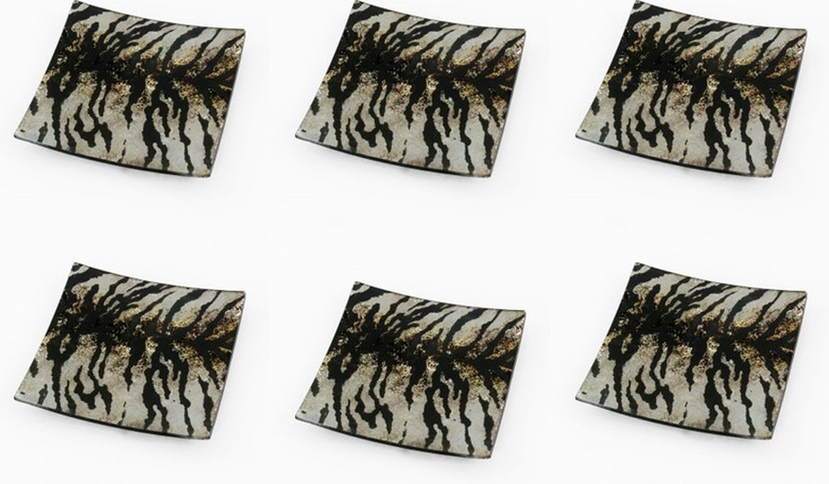 Set van 6 glazen schaaltjes met tijgerprint