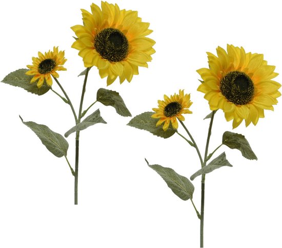4x Gele zonnebloemen kunstbloemen 72 cm - Helianthus - Kunstbloemen/kunsttakken - bloemen/planten