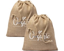 Nuture Eco Sport gymtasje - 4x stuks - met rijgkoord sluiting - 25 x 30 cm - jute katoen - voor kinderen