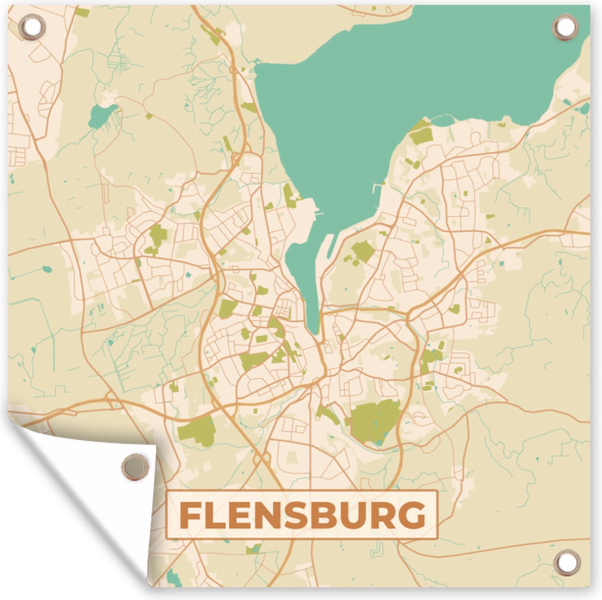 Tuinposters Flensburg - Kaart - Stadskaart - Vintage - Plattegrond