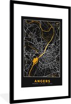 Fotolijst incl. Poster - Kaart – Stadskaart – Angers - Plattegrond – Frankrijk - 60x90 cm - Posterlijst