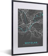 Fotolijst incl. Poster - Blauw – Duitsland – Plattegrond – Stadskaart – Kaart – Wetzlar - 30x40 cm - Posterlijst