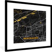 Fotolijst incl. Poster - Duitsland – Black and Gold – Bergkamen – Stadskaart – Kaart – Plattegrond - 40x40 cm - Posterlijst