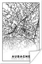 Poster Plattegrond - Kaart - Frankrijk - Stadskaart - Aubagne - Zwart wit - 20x30 cm