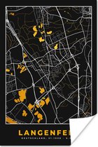 Poster Black and Gold – Stadskaart – Langenfeld – Duitsland – Plattegrond – Kaart - 80x120 cm