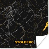 Poster Goud – Duitsland – Plattegrond – Gold – Stadskaart – Kaart – Stolberg - 100x100 cm XXL