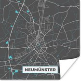 Poster Duitsland – Blauw – Neumünster – Stadskaart – Kaart – Plattegrond - 100x100 cm XXL
