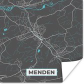Poster Kaart – Plattegrond – Stadskaart – Menden – Duitsland – Blauw - 75x75 cm